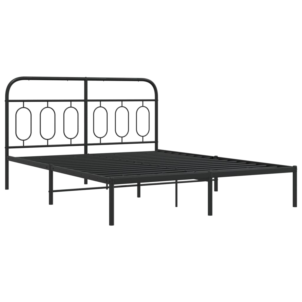 Metalni okvir za krevet s uzglavljem crni 140x200 cm