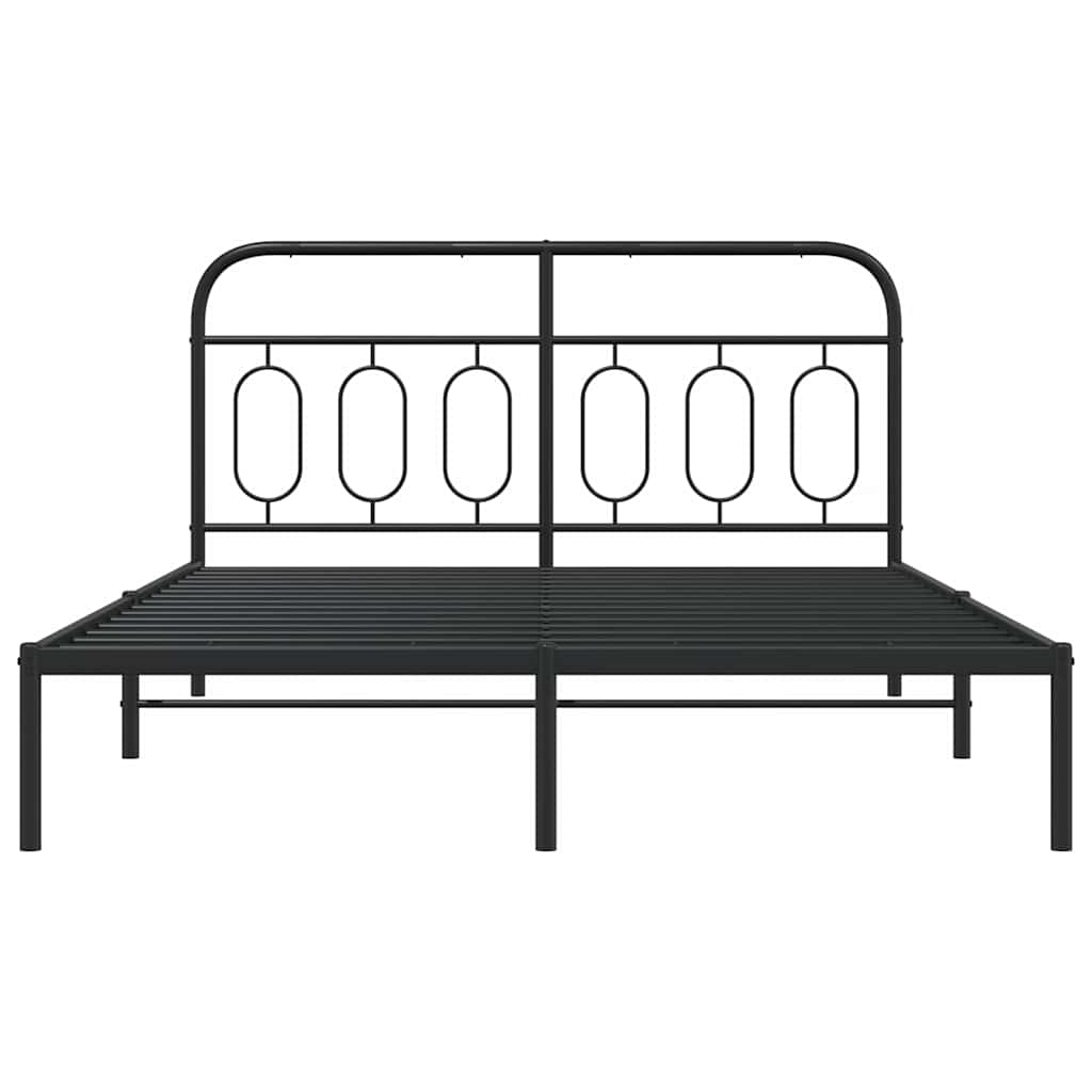 Metalni okvir za krevet s uzglavljem crni 150x200 cm