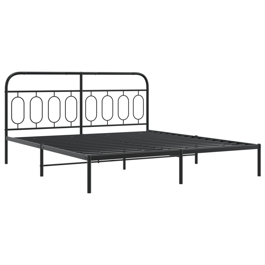 Metalni okvir za krevet s uzglavljem crni 183x213 cm