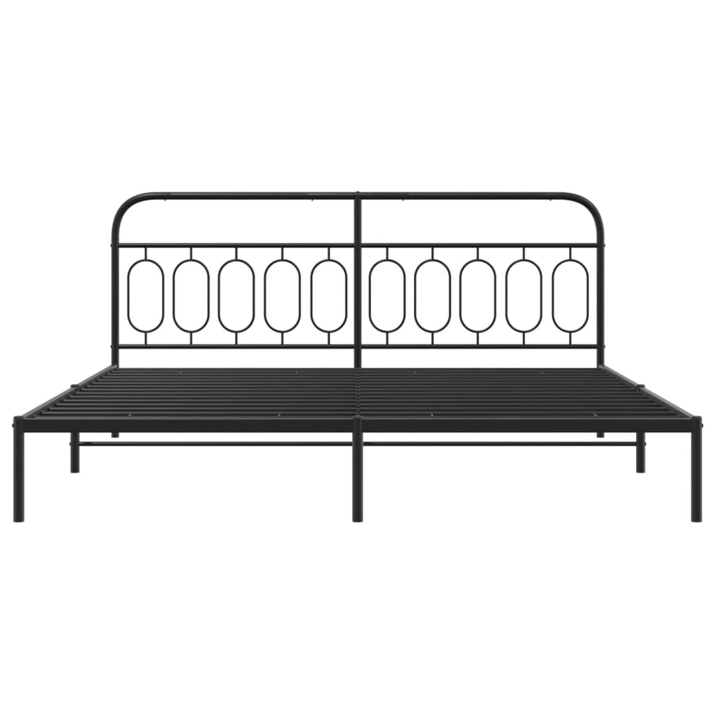 Metalni okvir za krevet s uzglavljem crni 200x200 cm