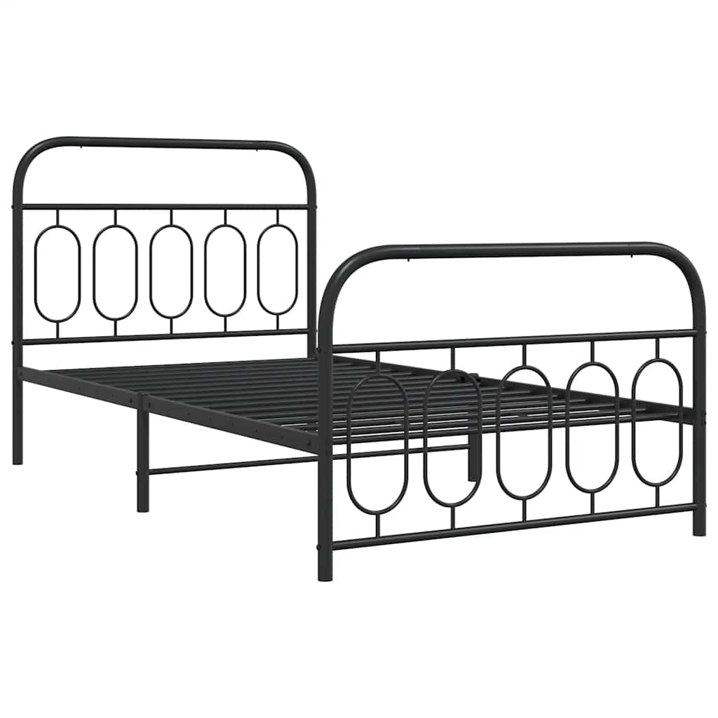 Metalni okvir kreveta uzglavlje i podnožje crni 100x190 cm
