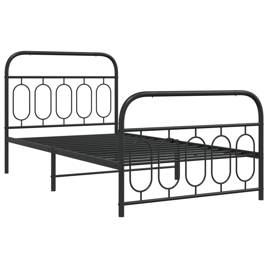 Metalni okvir kreveta uzglavlje i podnožje crni 107x203 cm