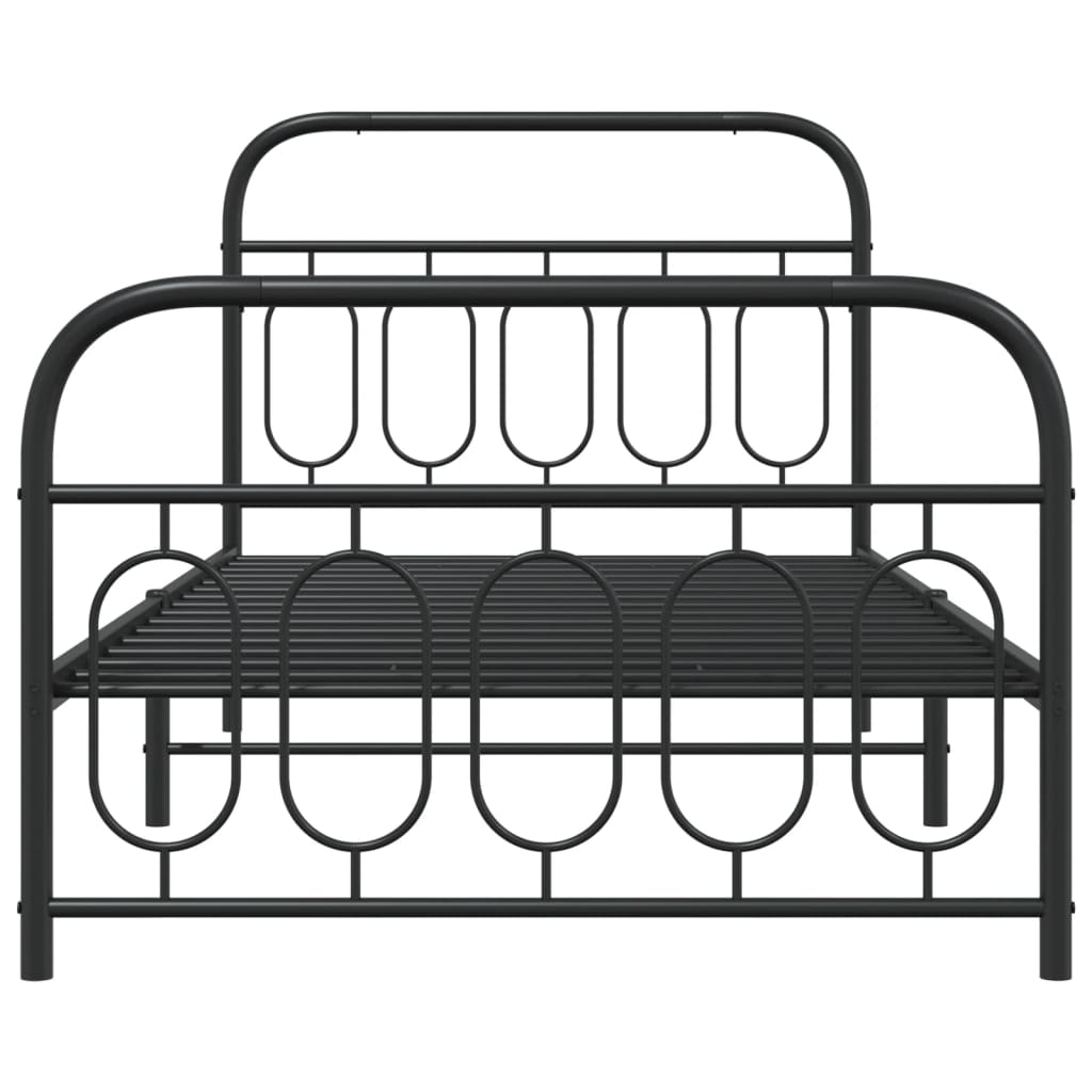 Metalni okvir kreveta uzglavlje i podnožje crni 107x203 cm
