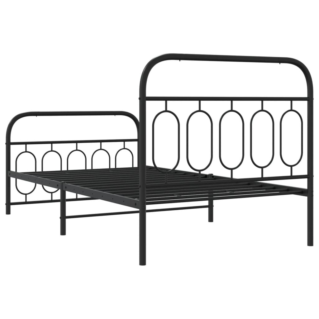 Metalni okvir kreveta uzglavlje i podnožje crni 107x203 cm
