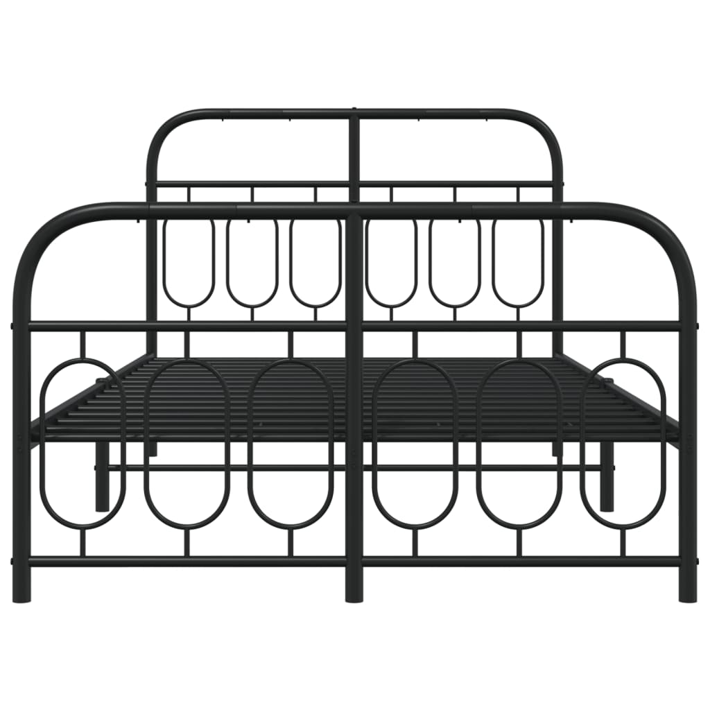 Metalni okvir kreveta uzglavlje i podnožje crni 120x190 cm