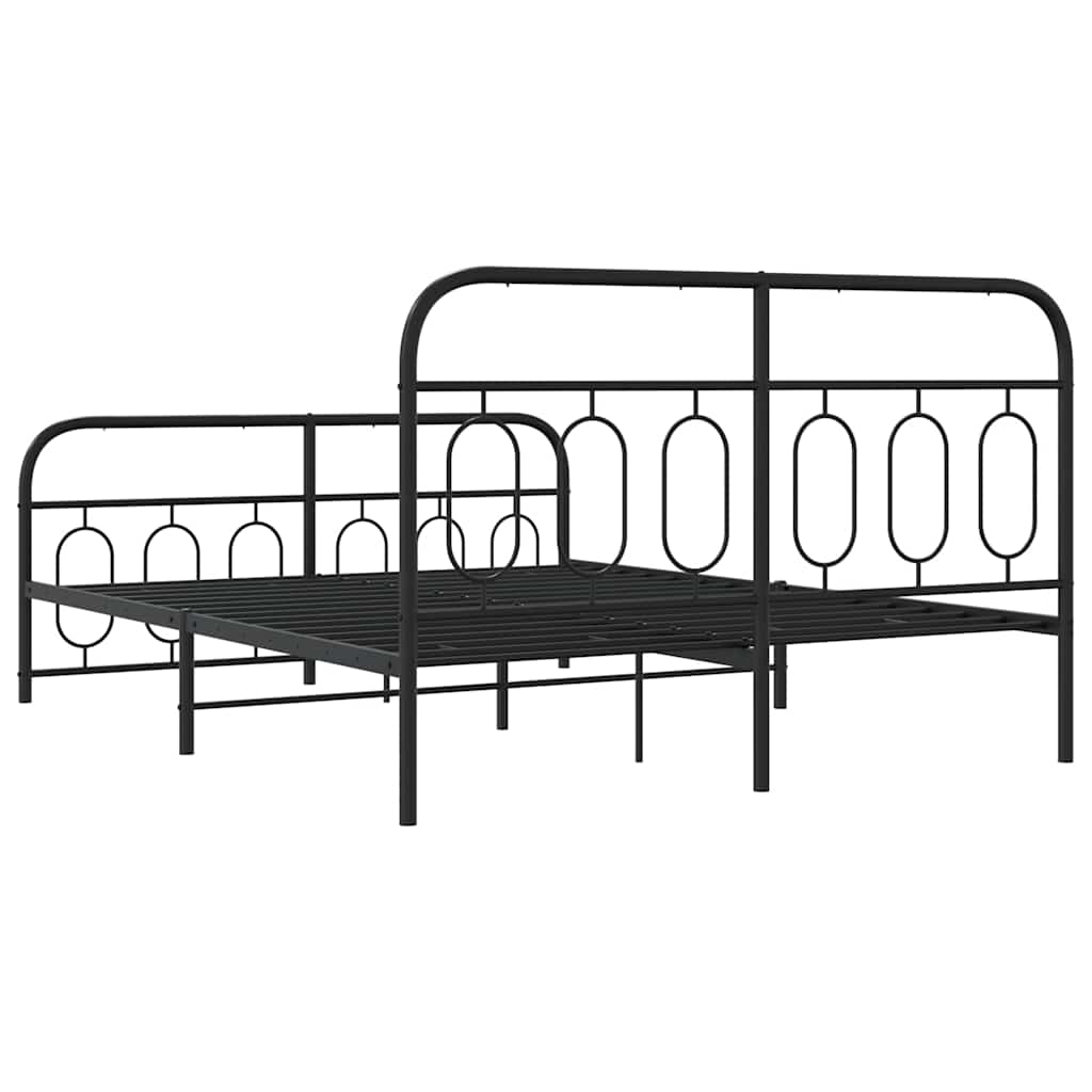 Metalni okvir kreveta uzglavlje i podnožje crni 140x200 cm