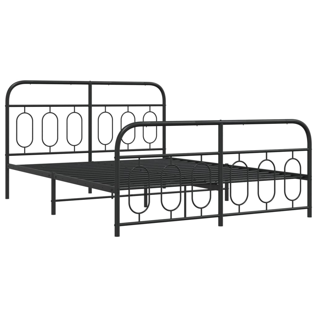 Metalni okvir kreveta uzglavlje i podnožje crni 150x200 cm