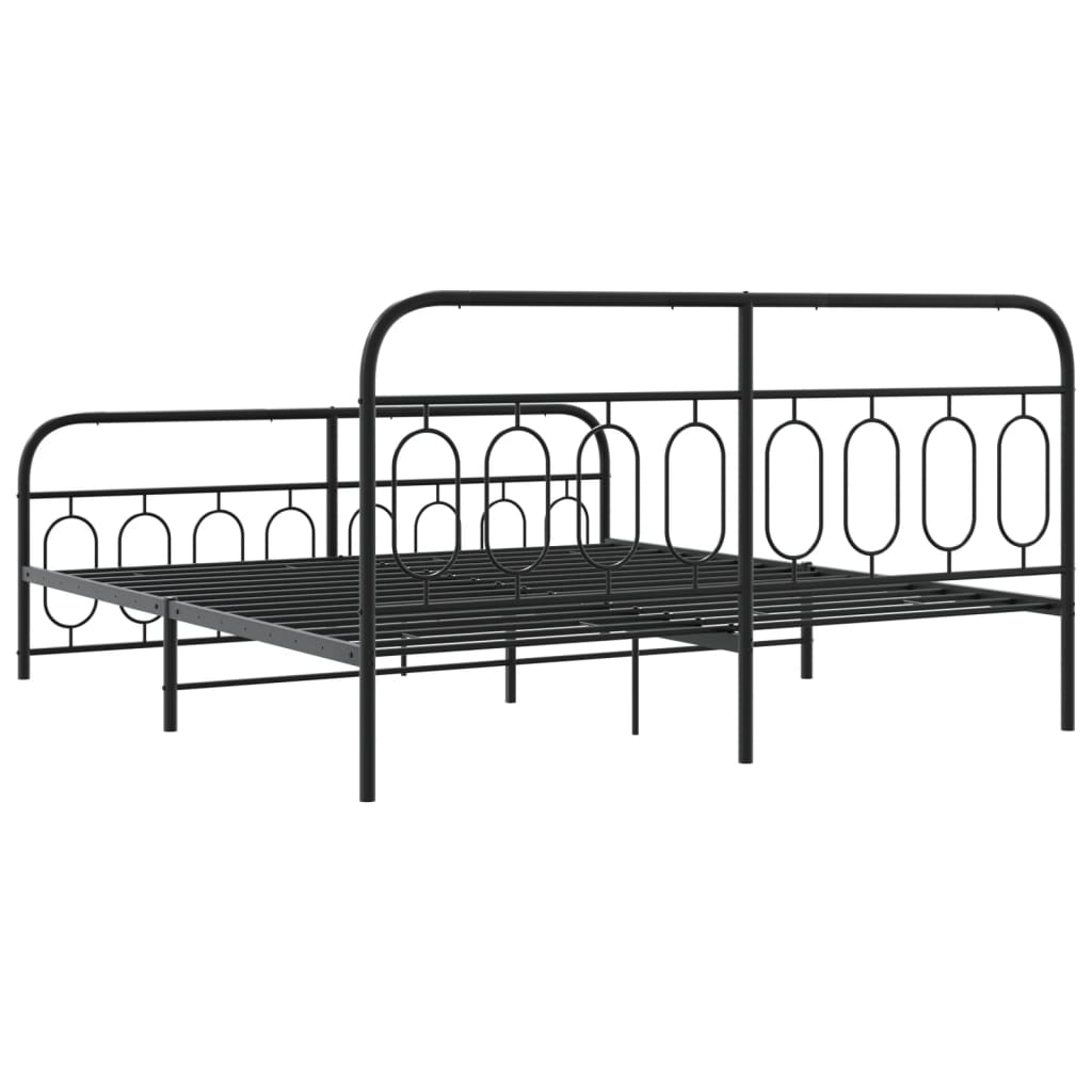 Metalni okvir kreveta uzglavlje i podnožje crni 183x213 cm