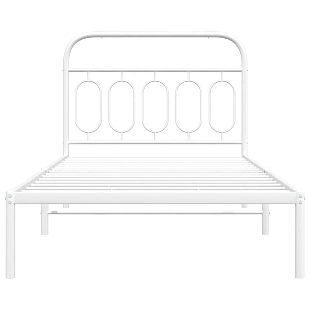 Metalni okvir za krevet s uzglavljem bijeli 100x190 cm