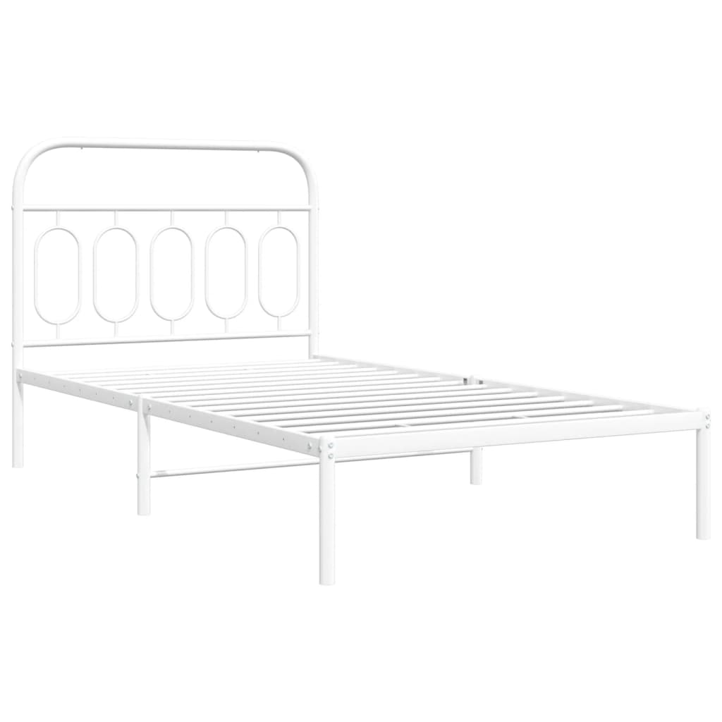 Metalni okvir za krevet s uzglavljem bijeli 100x200 cm