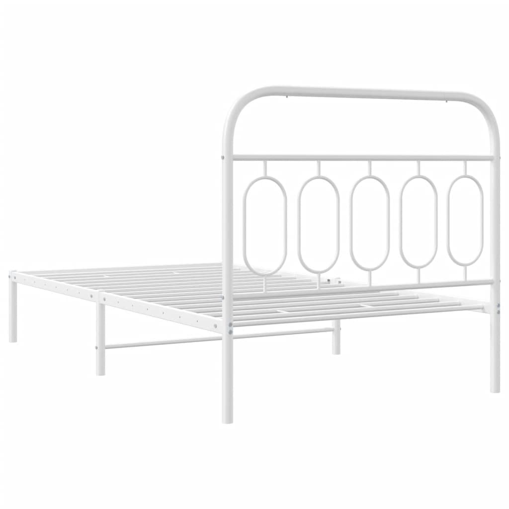 Metalni okvir za krevet s uzglavljem bijeli 107x203 cm