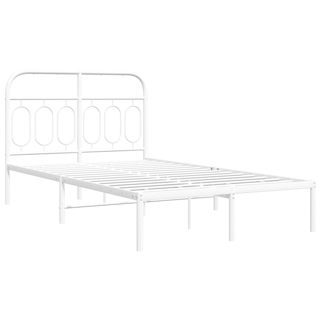 Metalni okvir za krevet s uzglavljem bijeli 120x200 cm