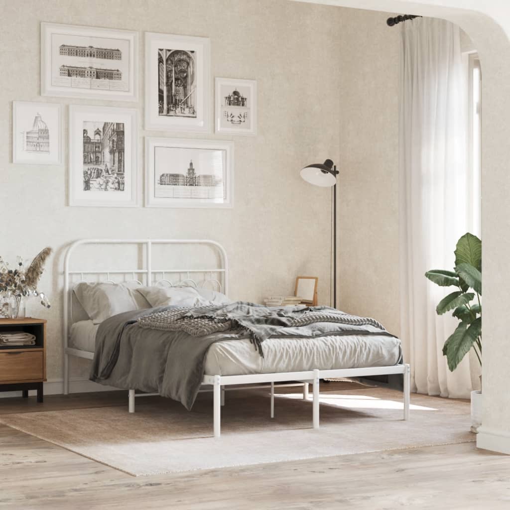 Metalni okvir za krevet s uzglavljem bijeli 120x200 cm