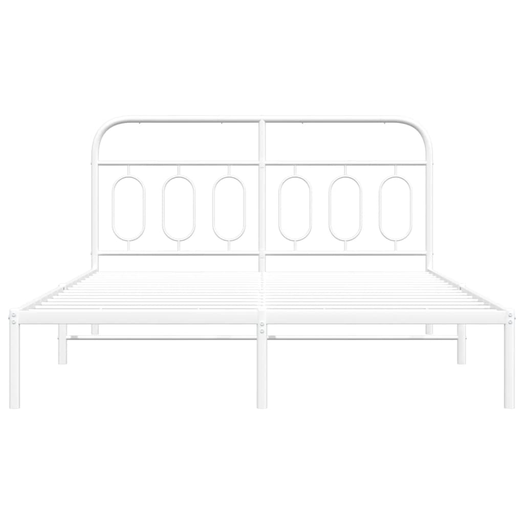 Metalni okvir za krevet s uzglavljem bijeli 135x190 cm