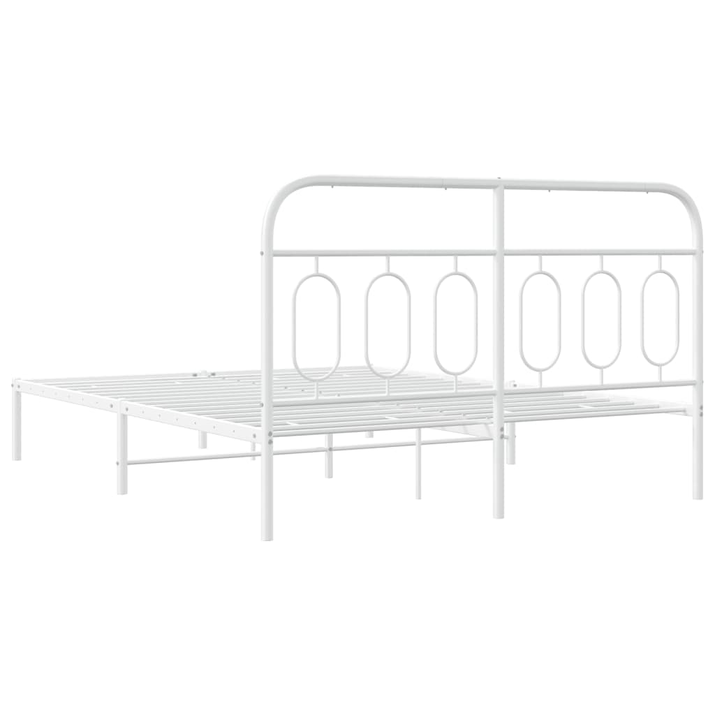 Metalni okvir za krevet s uzglavljem bijeli 135x190 cm
