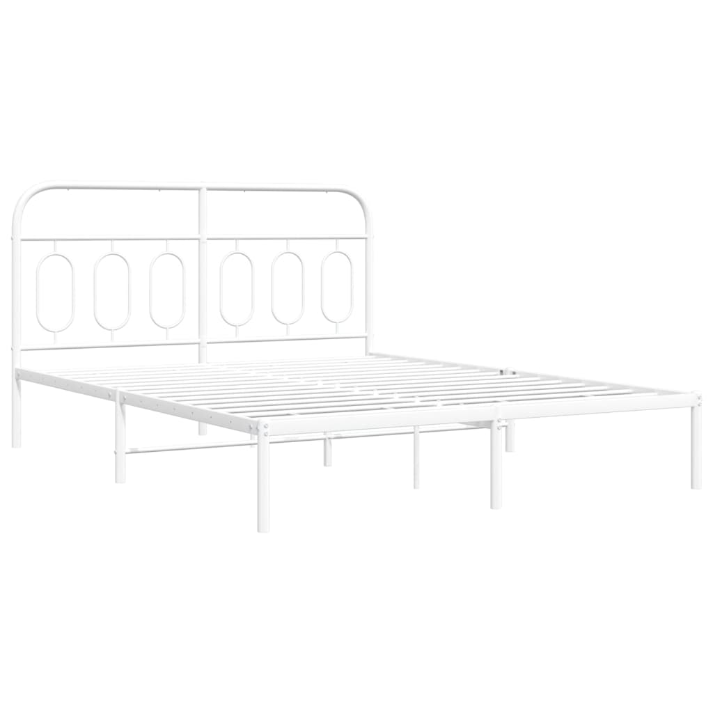 Metalni okvir za krevet s uzglavljem bijeli 150x200 cm