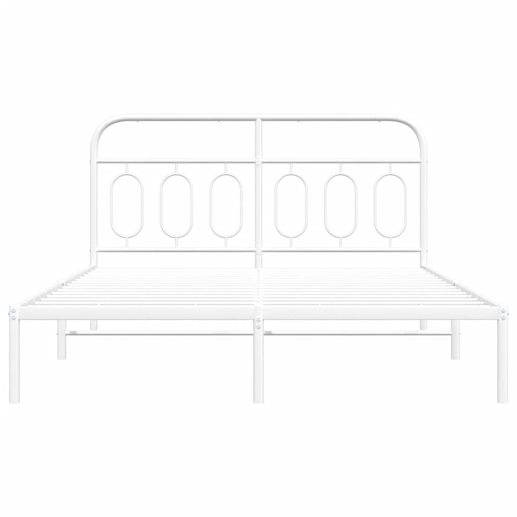Metalni okvir za krevet s uzglavljem bijeli 150x200 cm