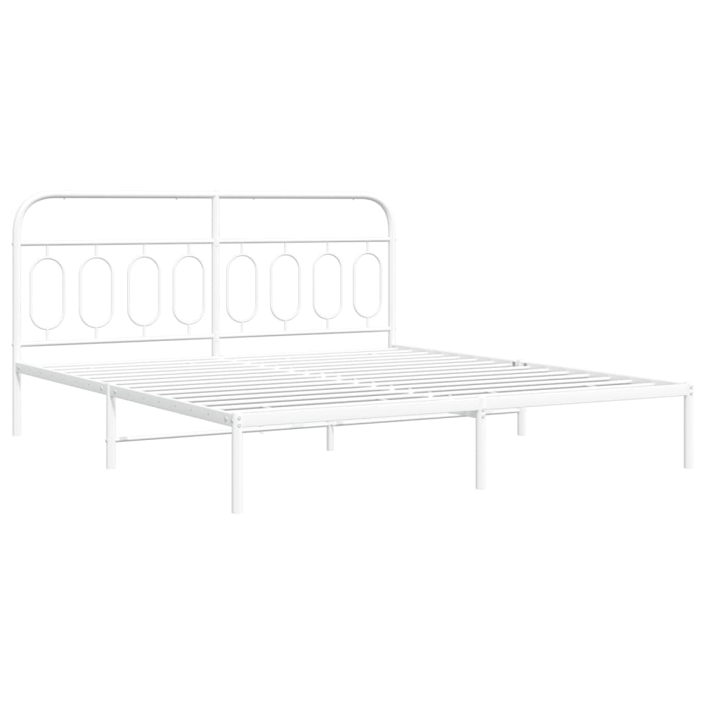 Metalni okvir za krevet s uzglavljem bijeli 160x200 cm