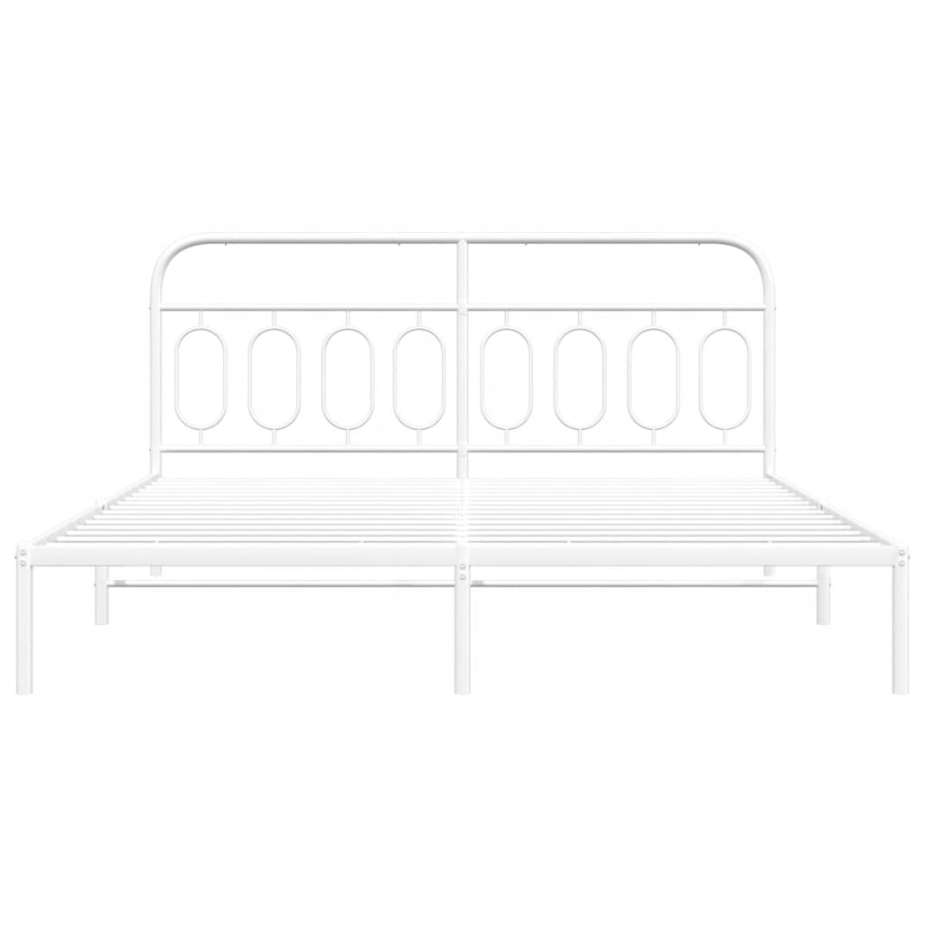Metalni okvir za krevet s uzglavljem bijeli 160x200 cm