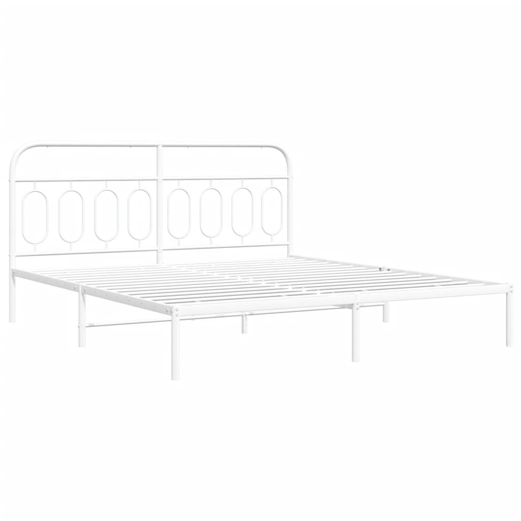 Metalni okvir za krevet s uzglavljem bijeli 193x203 cm