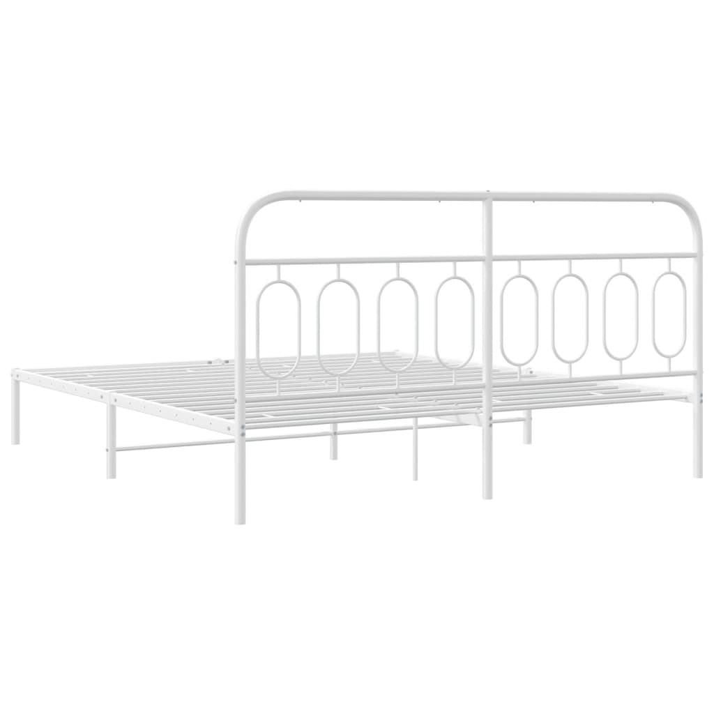 Metalni okvir za krevet s uzglavljem bijeli 193x203 cm