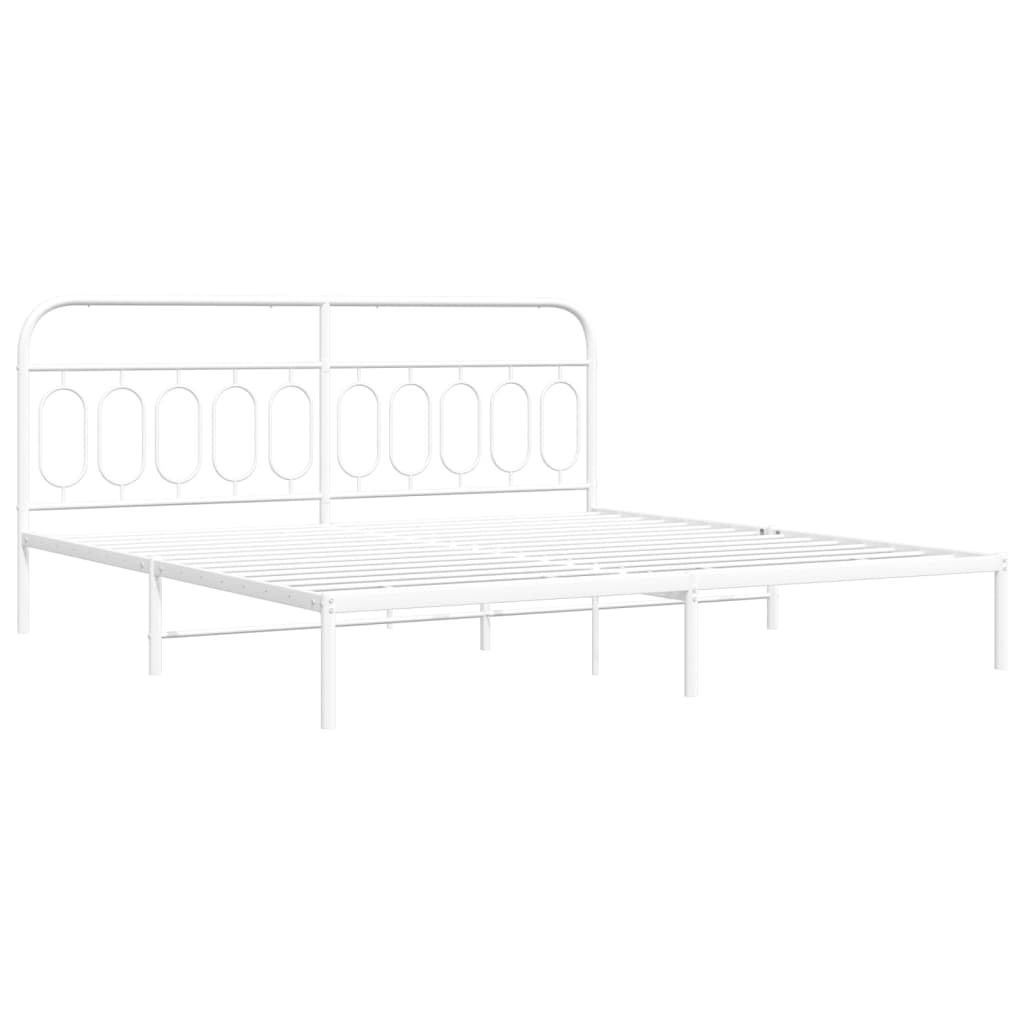 Metalni okvir za krevet s uzglavljem bijeli 200x200 cm