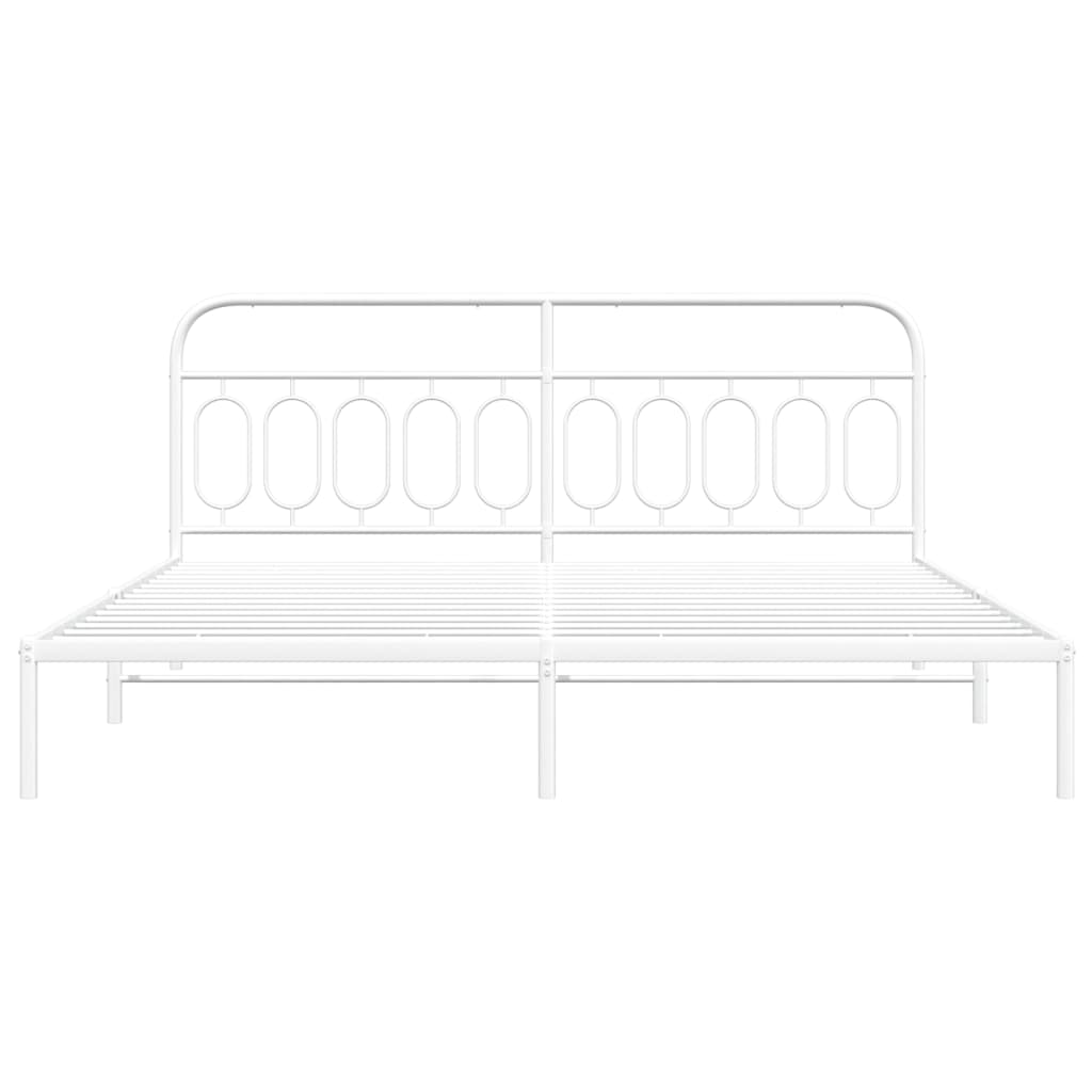 Metalni okvir za krevet s uzglavljem bijeli 200x200 cm