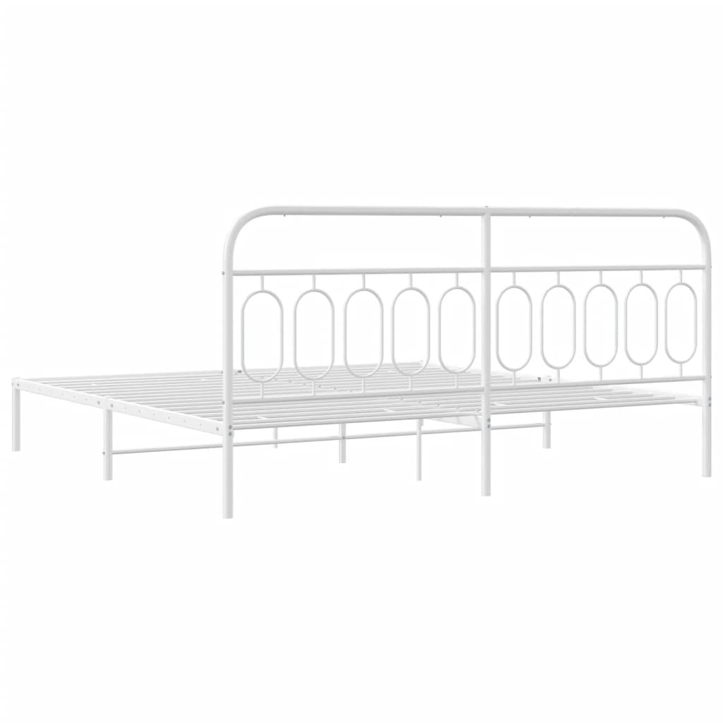 Metalni okvir za krevet s uzglavljem bijeli 200x200 cm