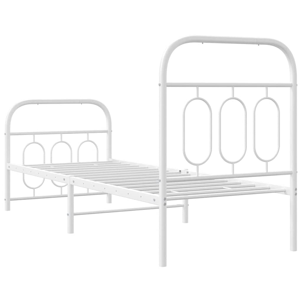 Metalni okvir kreveta uzglavlje i podnožje bijeli 75x190 cm