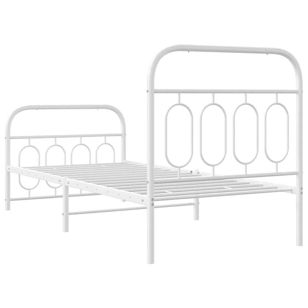 Metalni okvir kreveta uzglavlje i podnožje bijeli 90 x 200 cm