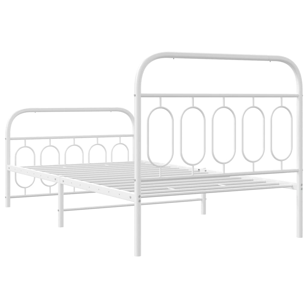 Metalni okvir kreveta uzglavlje i podnožje bijeli 100x200 cm