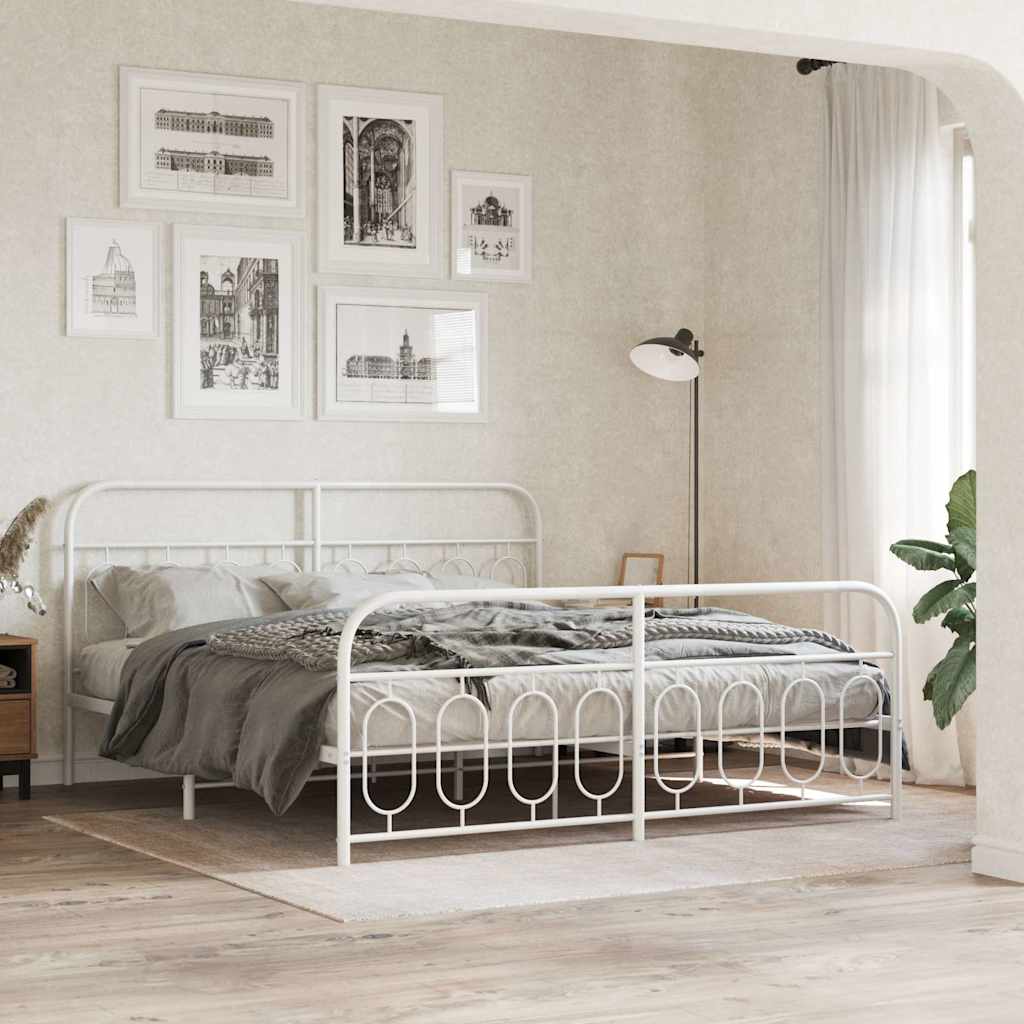 Metalni okvir kreveta uzglavlje i podnožje bijeli 183x213 cm