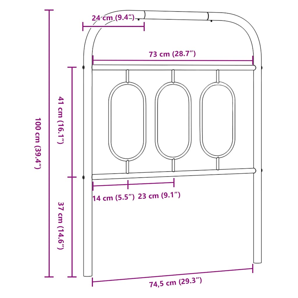 Metalno zamjensko uzglavlje bijelo 75 cm