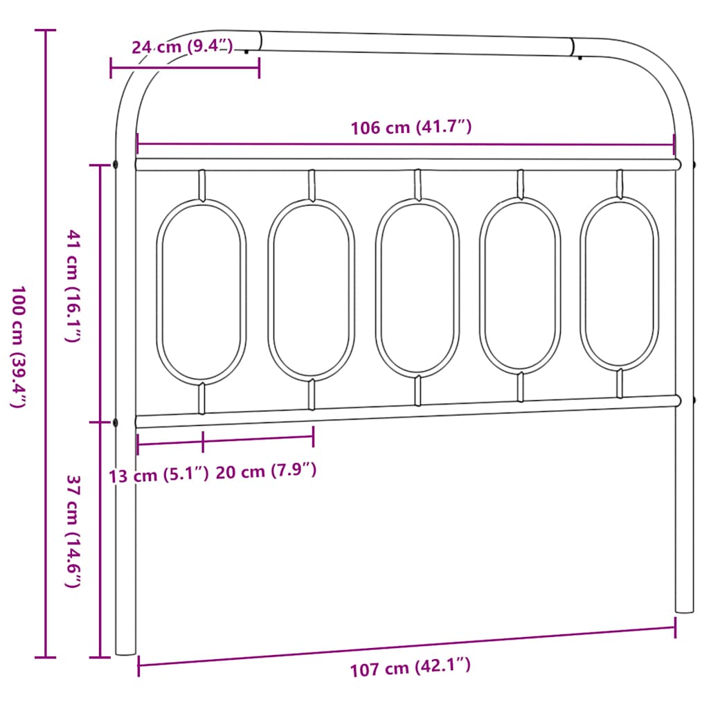 Metalno zamjensko uzglavlje bijelo 107 cm