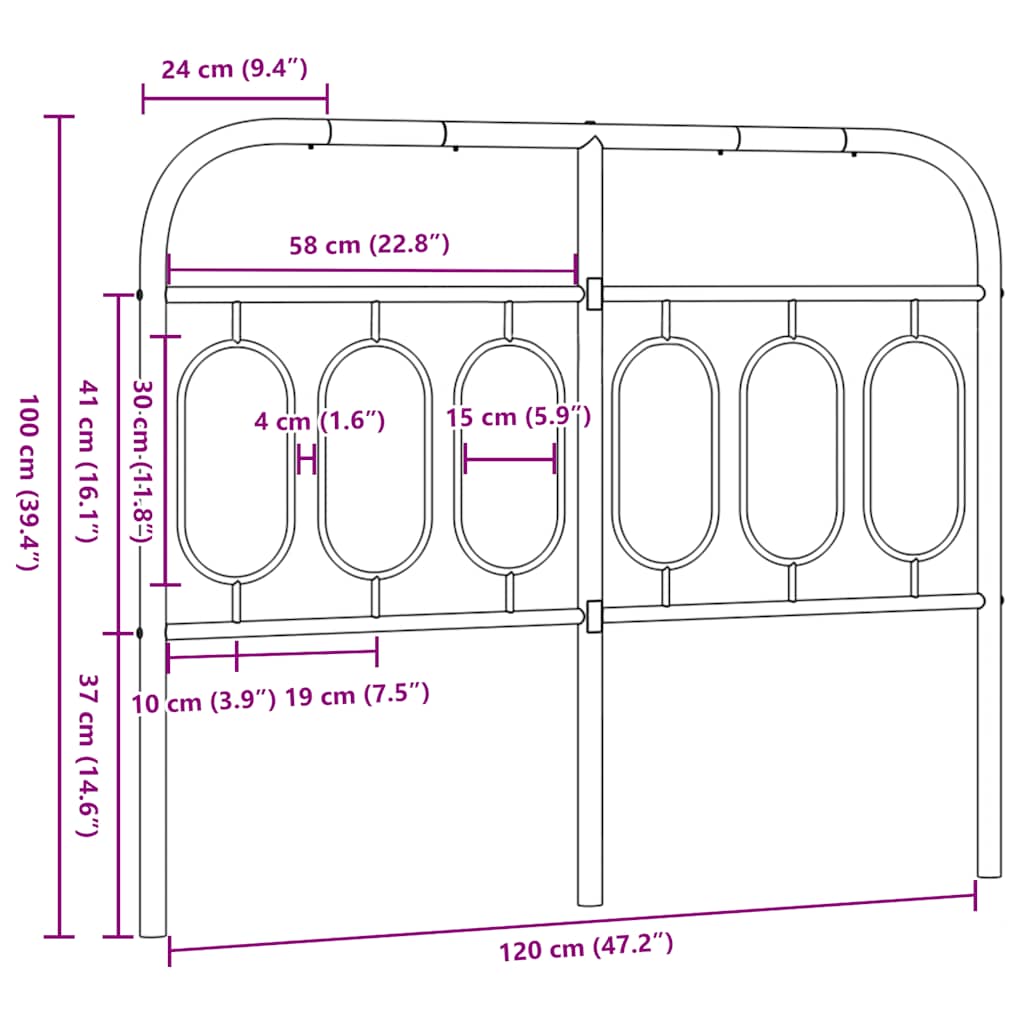 Metalno zamjensko uzglavlje bijelo 120 cm