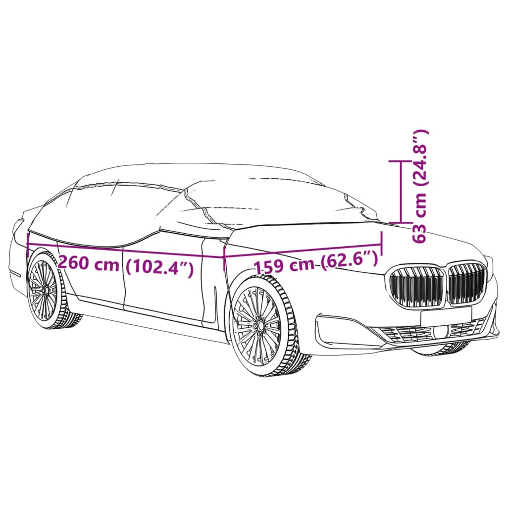 Navlaka za pola automobila s kukama srebrna M