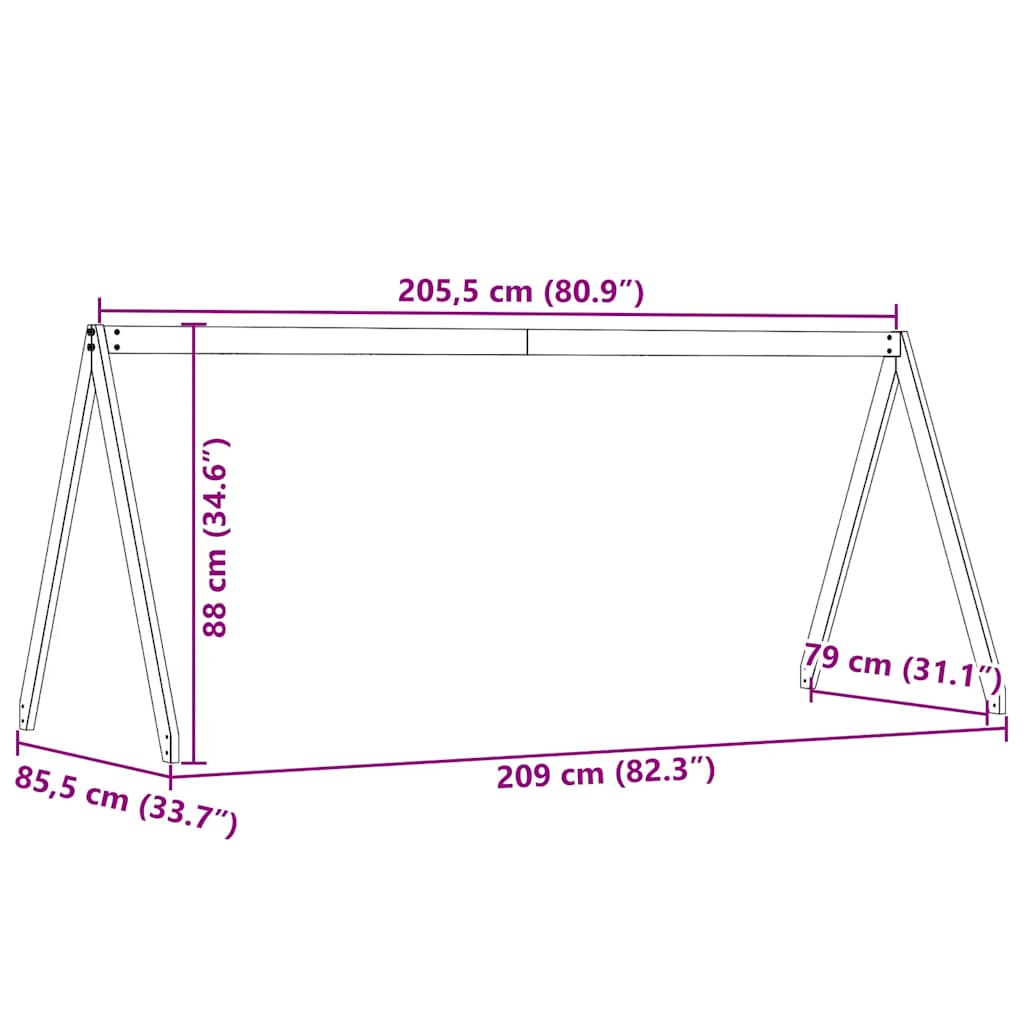 Krov za dječji krevet voštano smeđi 209 x 85,5 x 88 cm borovina