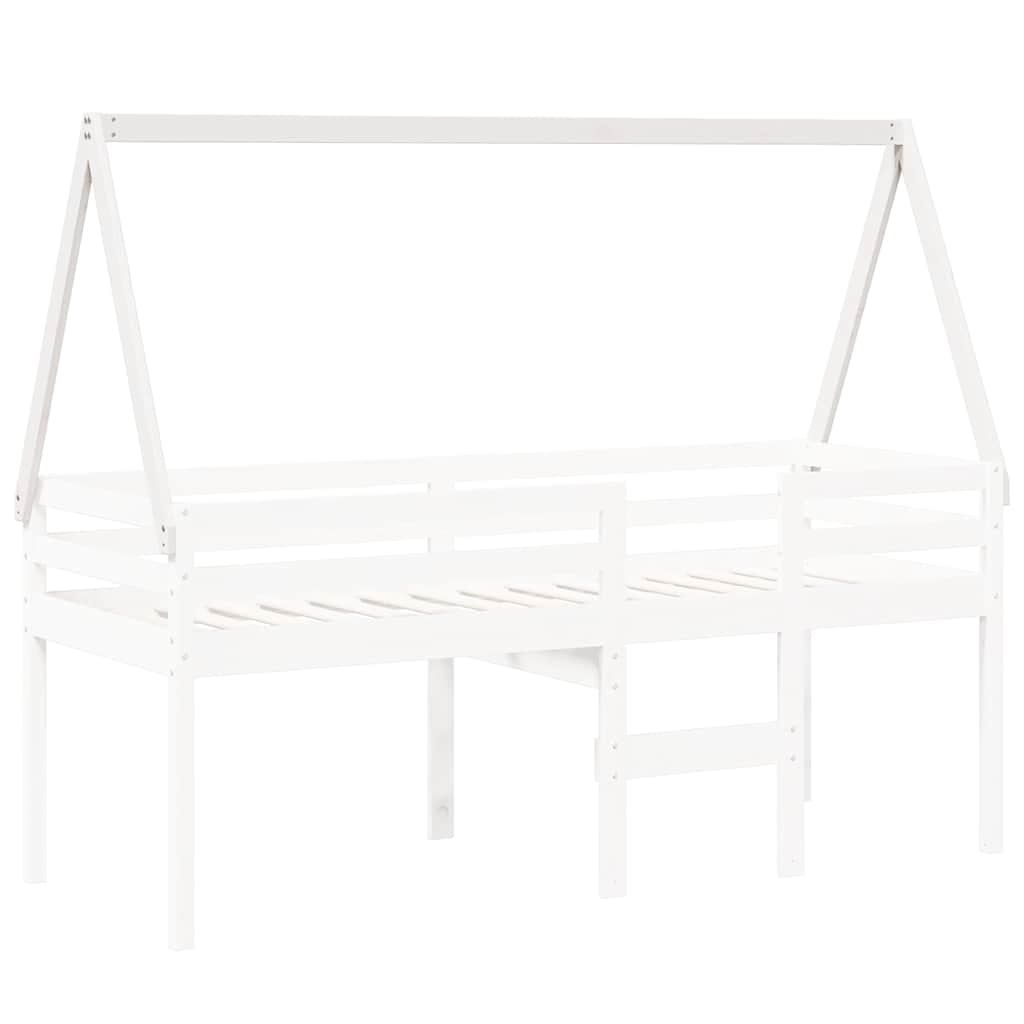 Krov za dječji krevet bijeli 199x95,5x88 cm masivna borovina