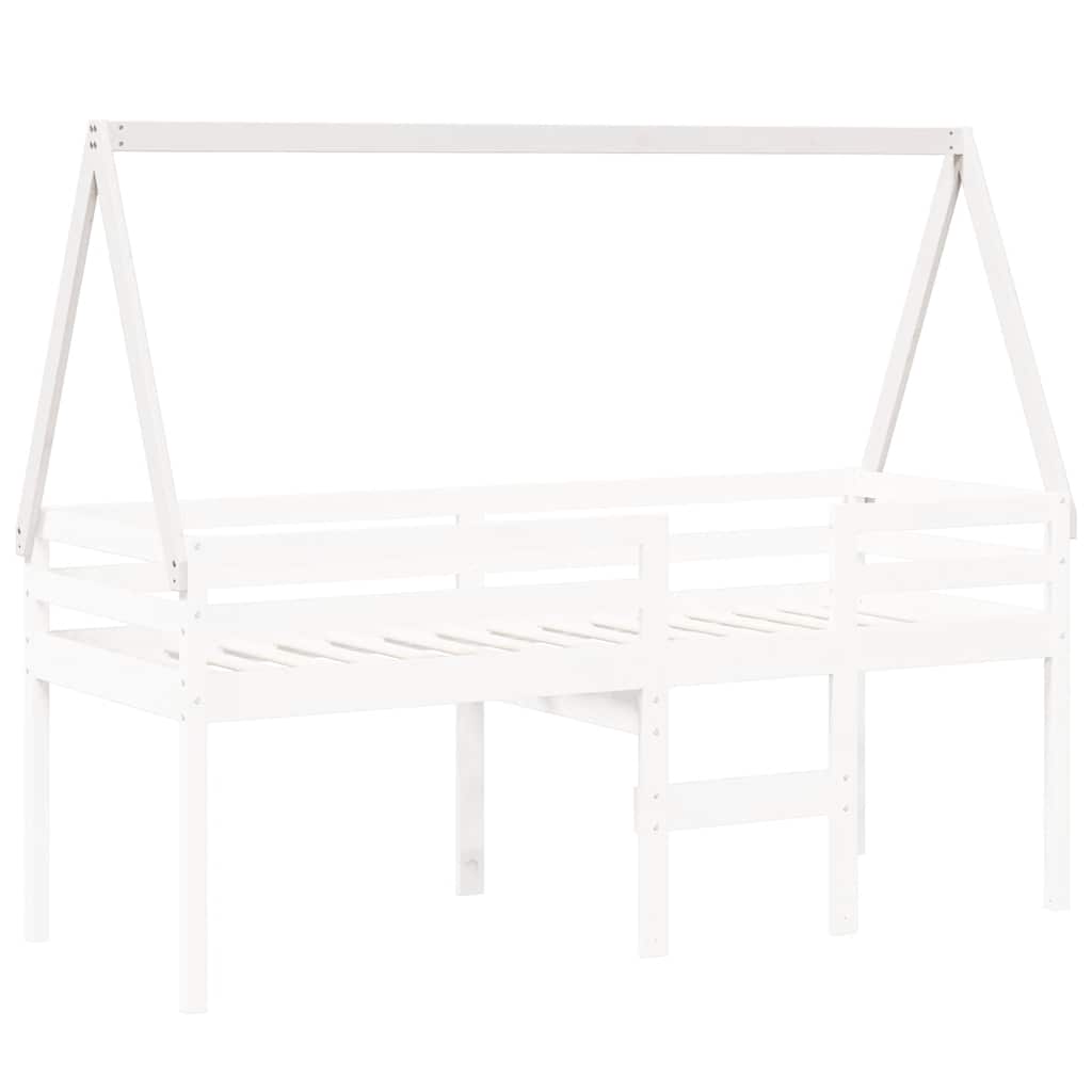 Krov za dječji krevet bijeli 199x80,5x88 cm masivna borovina