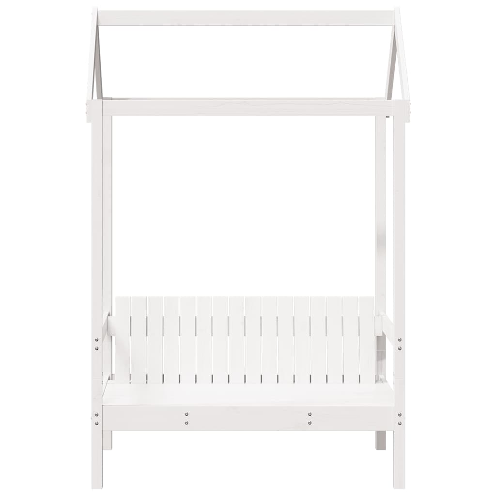 Klupa s krovom bijela 117,5 x 70 x 176,5 cm od masivne borovine