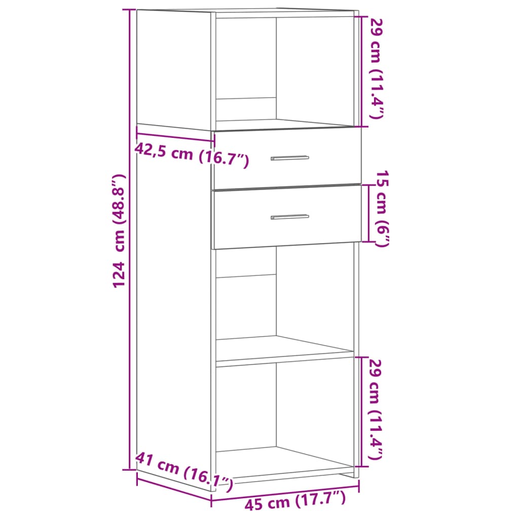 Visoka komoda crna 45 x 42,5 x 124 cm od konstruiranog drva