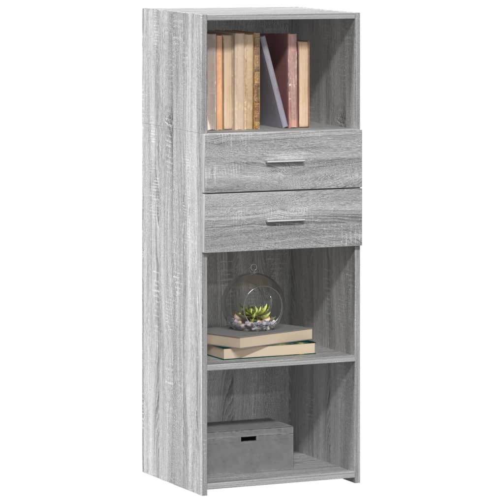 Visoka komoda siva boja hrasta 45x42,5x124 cm konstruirano drvo