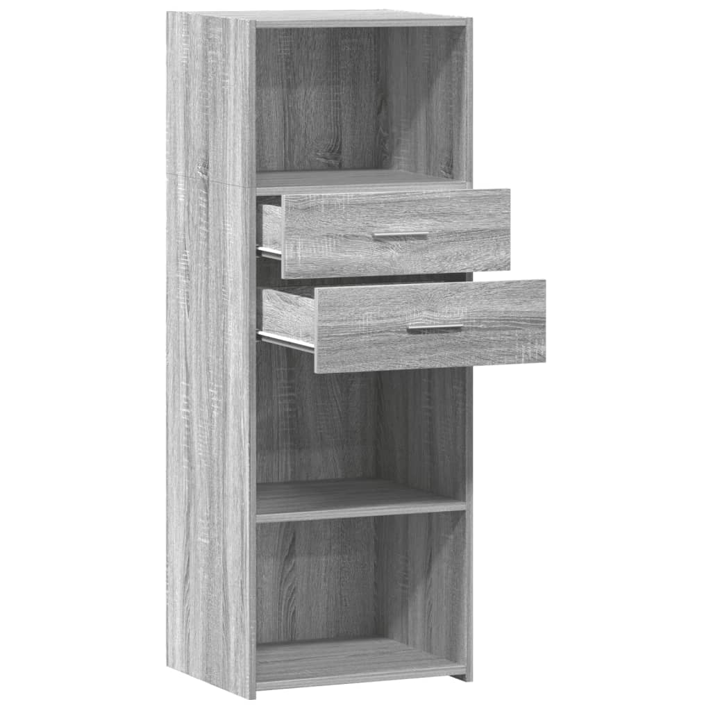 Visoka komoda siva boja hrasta 45x42,5x124 cm konstruirano drvo