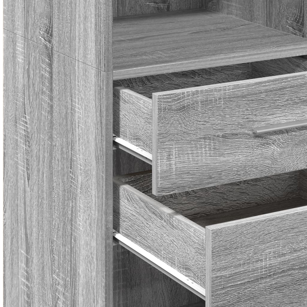 Visoka komoda siva boja hrasta 45x42,5x124 cm konstruirano drvo