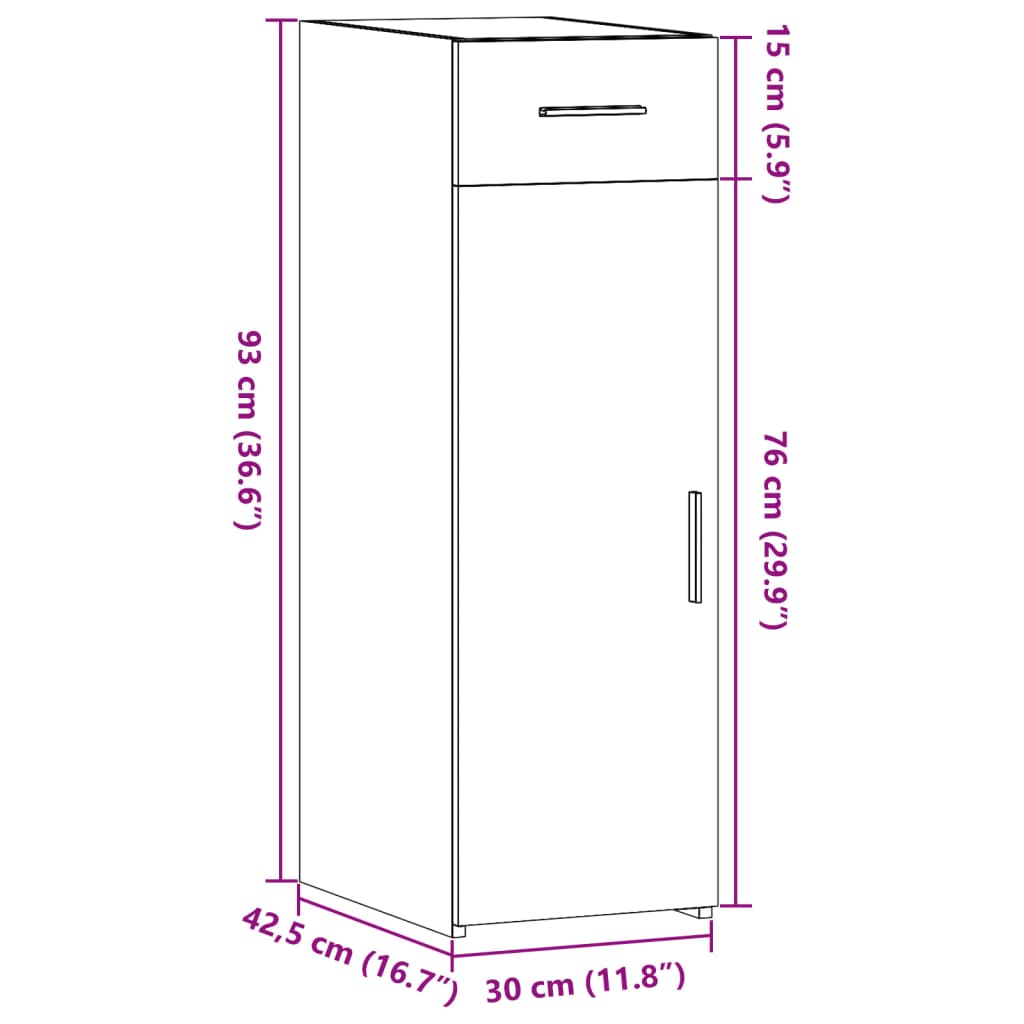 Komoda siva boja betona 30x42,5x93 cm od konstruiranog drva