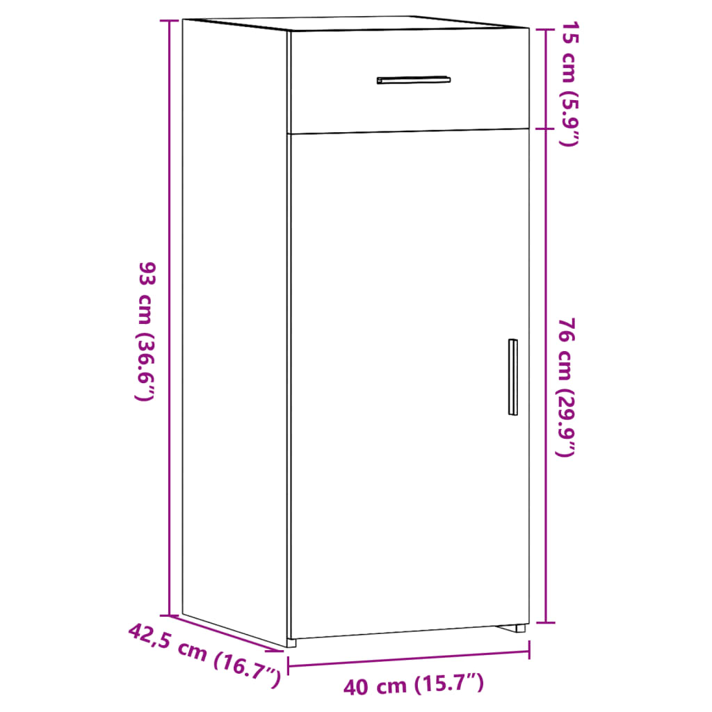 Komoda siva boja hrasta 40 x 42,5 x 93 cm od konstruiranog drva