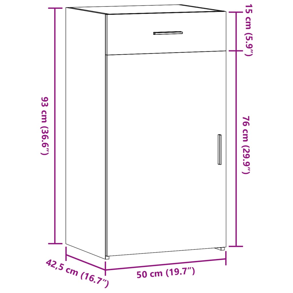 Komoda boja dimljenog hrasta 50x42,5x93 cm konstruirano drvo