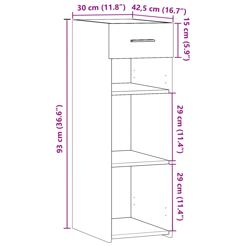 Komoda boja dimljenog hrasta 30x42,5x93 cm konstruirano drvo