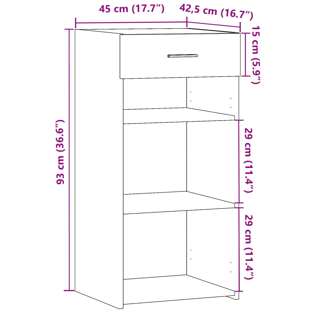 Komoda boja sivog hrasta sonome 45x42,5x93 cm konstruirano drvo
