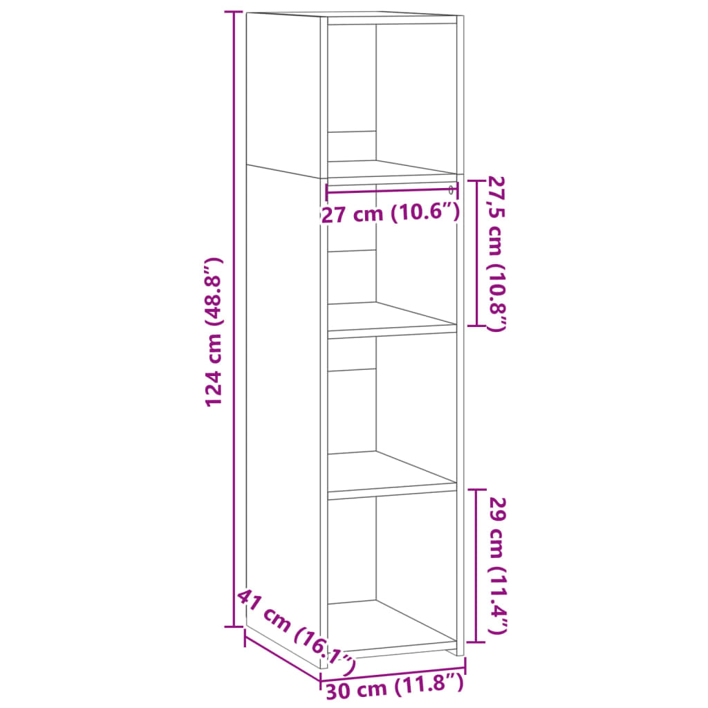 Visoka komoda siva betona 30x41x124 cm od konstruiranog drva